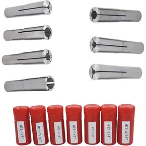 MT2 Morse Taper Collet Set, 1/8 Inch to 1/2 Inch Precision Collet Set Mill Chuck Holder for Machining Turning (7 Pack)