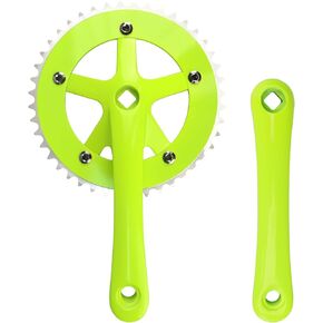 Bike Cranksets 44T-170mm Square Taper Crankset, Fixed Gear Bike Single Speed Round Chainring and Crank, Fit for fixed-gear Single Speed Bicycle，5 Colors