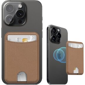 Miroddi for Magsafe Wallet Phone Magnetic Wallet Fit 4 Cards Holder for iPhone 16 15 14 13 12 Series Leather Magnet Wallet 3 Cash Holder Ultra-Thin Magnetic Wallet RFID, Brown
