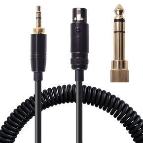 K240 Replacement Coiled Audio Cable Cord for AKG K240 K240S K240 MKII - Q701 K702 K712 K141 K171 K181 K271 K271S K371 K241 K175 K275 K712 PRO K553 MKII M220 Headphone, Black, 3.5mm