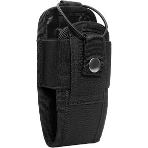 Tactical Interphone Pouch,Adjustable Molle Radio Holder Holster Military Walkie Talkie Pouch Case Hunting Intercom Storage Bag (Black)