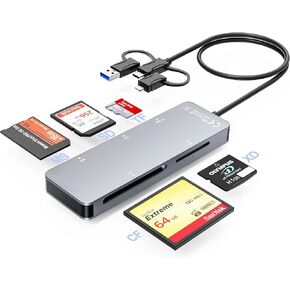 محول Memory Stick Pro Duo لأجهزة iPhone/Android، وقارئ بطاقات XD/TF/MS/CF/SD لأجهزة الكمبيوتر/USB C/USB A/Lightning، قارئ بطاقات ذاكرة متعدد 5 في 1، محول OTG لقراءة 5 بطاقات في وقت واحد، قابس واللعب