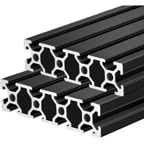 QNK 2pcs 400mm(15.75") T Slot 2080 Aluminum Extrusion European Standard Anodized Linear Rail for 3D Printer Parts and CNC DIY Black in Kuwait