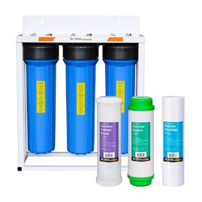 Rotek Water Systems Whole House Water Filtration System | 3-Stage Water Filter System | SED, PHO, ACB | Clean Water | Sediment, Carbon Block, & Polyphosphate Anti-Scale Filter | 20 Inch
