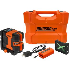 جهاز قياس مستوى الليزر من جونسون Level & Tool JLD300-GN2D، خط متقاطع ذاتي التسوية وليزر بنقطتين مع تقنية GreenBrite®، قاعدة مغناطيسية، حقيبة حمل ذات غلاف صلب، بطارية ليثيوم أيون، هدف مغناطيسي in Kuwait