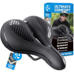 Revere Bike Seat Performance Memory Foam, Anti Vibration Suspension Bicycle Seat for Men and Women, Waterproof Bike Saddle for Road, Commuter, MTB, E-Bikes Peloton, Exercise and Cruiser Bikes