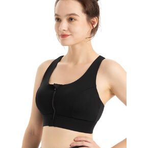 CHAMWEY Women‘s Sports Bra high Support Front Zipper no Bounce Racerback Breathable Quick Drying Comfortable