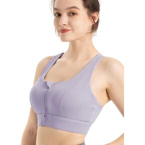 CHAMWEY Women‘s Sports Bra high Support Front Zipper no Bounce Racerback Breathable Quick Drying Comfortable