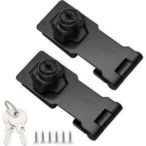 2.5 Inch Keyed Hasp Locks, Twist Knob Keyed Locking Hasp Latches Keyed for Small Doors, Cabinets (Black)