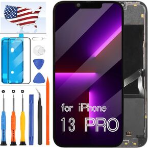 استبدال شاشة TFT لهاتف iPhone 13 Pro LCD، 6.1 بوصة لهاتف iPhone 13 Pro A2638، A2483، A2636، A2639، A2640 شاشة رقمية تعمل باللمس ثلاثية الأبعاد مع زجاج مقسى