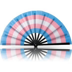 Rainbow Folding Fan,Large Pride Handheld Fan for Women Men,Premium Oxford Cloth Hand Fan with Plastic Frame for Pride Parade,Rave,Festival&Dance Accessory Gift (Rainbow 2)