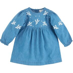 Mud Pie Baby Girls Embroidered Floral Denim Dress