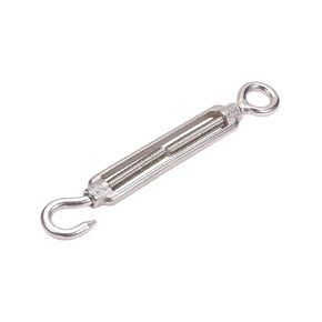 MroMax M10 Stainless Steel 304 Hook & Eye Turnbuckle Heavy Duty Wire Rope Tension Silver Tone 2Pcs
