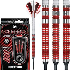 Winmau Overdrive 90% Tungsten Steeltip Darts Set with Prism Flights and Shafts (Stems)