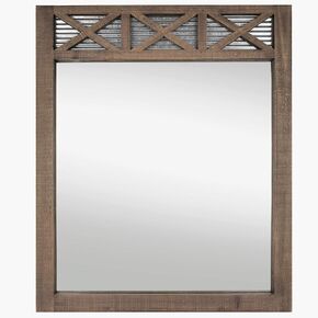 Autumn Alley Farmhouse Bathroom Mirror - Rustic Mirror - Vanity, Bathroom and Bedroom Mirror Wall- Country Farmhouse Decor, Mirror Barn Door Wood, Galvanized Metal, Large Size: 28" x 34", White