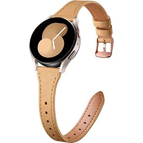 GEAK Slim Leather Bands Compatible with Samsung Galaxy Watch 7 Band 40mm 44mm/Watch 6 5 4 Band 40mm 44mm/Watch 5 pro Band 45mm/Watch 6 Classic 43mm 47mm, Top Grain Genuine Leather 20mm Watch Band