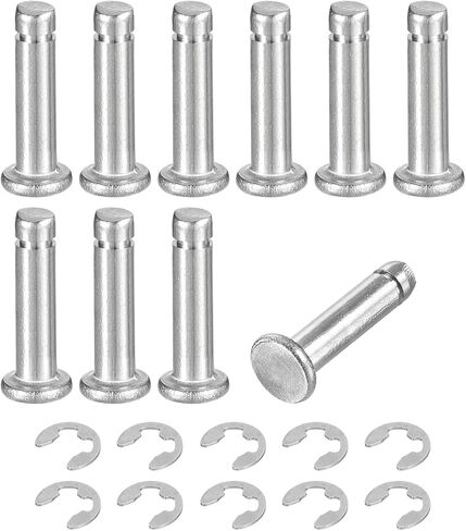 uxcell 10 مجموعات M5x25mm 304 الفولاذ المقاوم للصدأ أسطواني رمح المفاجئة تحديد موقع دبوس، رأس مسطح مخدد المفصلي موقف اسطوانة دبوس مع حلقة الاحتفاظ بمشبك E، فضي in Saudi Arabia