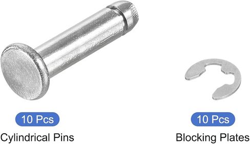 uxcell 10 مجموعات M5x25mm 304 الفولاذ المقاوم للصدأ أسطواني رمح المفاجئة تحديد موقع دبوس، رأس مسطح مخدد المفصلي موقف اسطوانة دبوس مع حلقة الاحتفاظ بمشبك E، فضي in Saudi Arabia