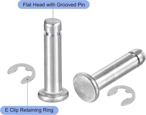 uxcell 10 مجموعات M5x25mm 304 الفولاذ المقاوم للصدأ أسطواني رمح المفاجئة تحديد موقع دبوس، رأس مسطح مخدد المفصلي موقف اسطوانة دبوس مع حلقة الاحتفاظ بمشبك E، فضي in Saudi Arabia