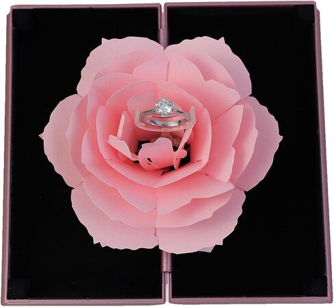 1pcs Rose Wedding Ring Box Ring Case for Engagement, Rose Jewelry Storage Holder, Red Heart in Saudi Arabia