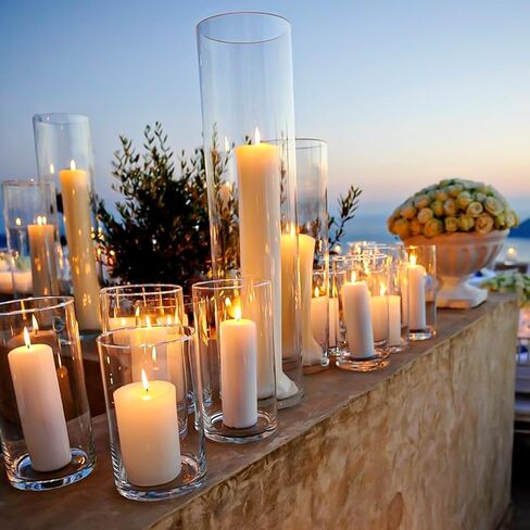 15 Pack Glass Cylinder Vases Clear Flower Vases 4 Inch, Glass Hurricane Candle Holder Wedding Decorations, Modern Floating Candle Vase for Party Home Decor(3.35 x 4 Inch) in Kuwait