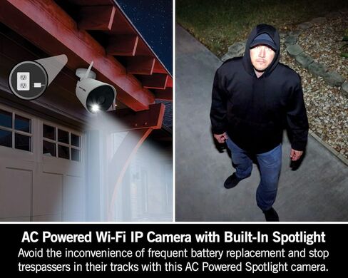 كاميرا Night Owl تعمل بالتيار المتردد بدقة 1080 بكسل عالية الدقة وواي فاي IP داخلية/خارجية مع رؤية ليلية بطول 100 قدم، وصوت ثنائي الاتجاه، وأضواء كاشفة مدمجة، وزاوية عرض واسعة، وتطبيق عرض مجاني عن بُعد in Kuwait