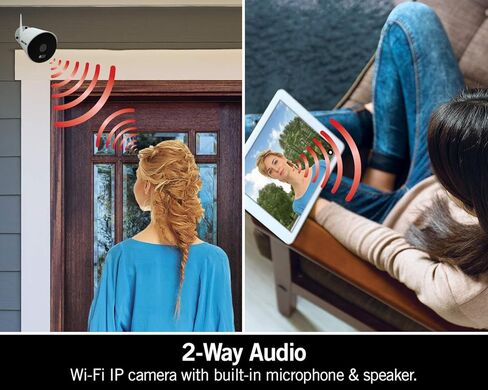 كاميرا Night Owl تعمل بالتيار المتردد بدقة 1080 بكسل عالية الدقة وواي فاي IP داخلية/خارجية مع رؤية ليلية بطول 100 قدم، وصوت ثنائي الاتجاه، وأضواء كاشفة مدمجة، وزاوية عرض واسعة، وتطبيق عرض مجاني عن بُعد in Kuwait