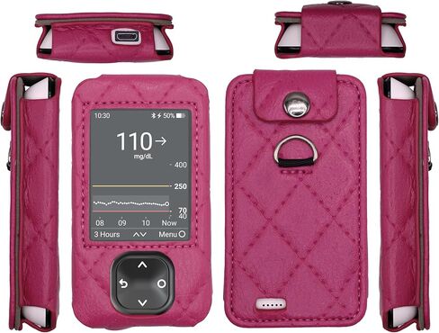 حافظة جلدية منقوشة من SNK مع واقي شاشة وحبل لجهاز استقبال Dexcom G7 / G6 (أسود) in Kuwait