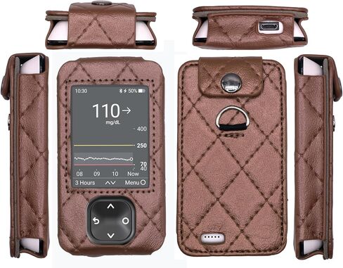 حافظة جلدية منقوشة من SNK مع واقي شاشة وحبل لجهاز استقبال Dexcom G7 / G6 (أسود) in Kuwait
