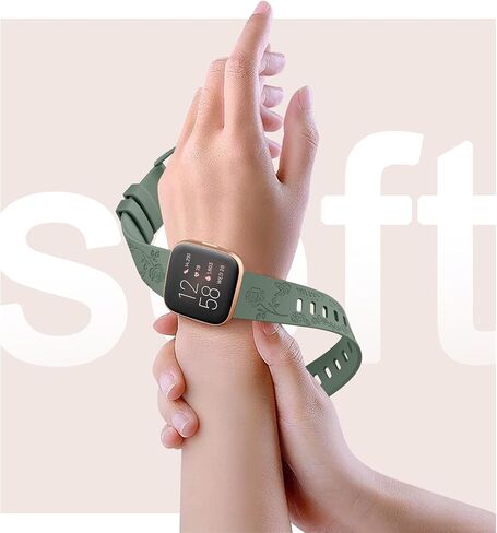 2 Pack Butterfly Rose Engraved Bands Compatible with Fitbit Versa 2 Bands for Women, Silicone Elegant Floral Pattern Replacement for Fitbit Versa 2 in Saudi Arabia