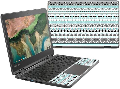 MightySkins Skin Compatible With Lenovo 300e Chromebook 11.6" (2018) - Turquoise Tribal | Protective, Durable, and Unique Vinyl wrap cover | Easy To Apply, Remove, and Change Styles | Made in the USA in Saudi Arabia