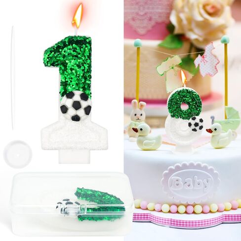 Soccer Birthday Candles, Birthday Number Candles,Glitter Number 6 Candle Cake Topper with Sequins for Anniversary Celebrations Soccer Supplies Party Decorations (Number 6) in Kuwait
