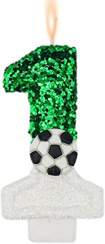 Soccer Birthday Candles, Birthday Number Candles,Glitter Number 6 Candle Cake Topper with Sequins for Anniversary Celebrations Soccer Supplies Party Decorations (Number 6) in Kuwait