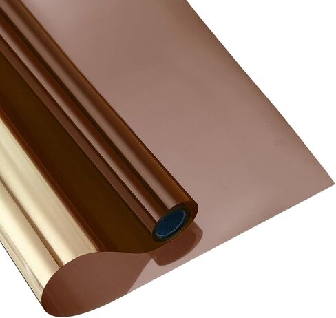 MECCANIXITY Window Privacy Film, One Way Daytime Privacy Heat Control Blocking Static Cling Window Tint for Home Office, Brown, 17.7x196.9 Inch in Saudi Arabia