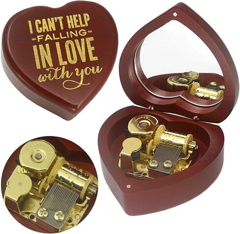 SOFTALK Solid Heart-Shaped Music Box Retro Music Box Christmas Birthday And Valentine's Day Gifts For Boy And Girl Friends (Wine Red Box, Tune : Anastasia-Once Upon A December) in Saudi Arabia