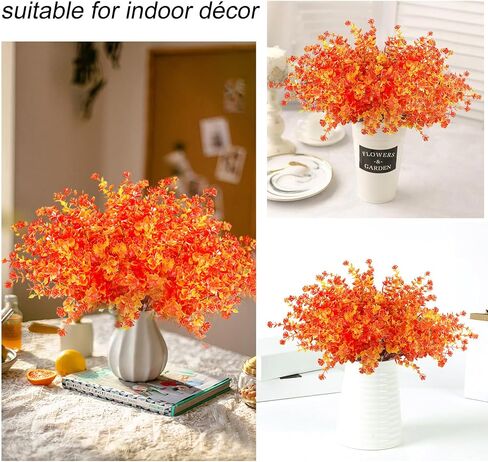 10 Bundles Artificial Fall Boxwood Shrubs, Faux Outdoor Indoor Plastic Plants UV Resistant No Fade Autumn Plants for Home Garden Patio Festival Thanksgiving Decoration (Green Orange) in Saudi Arabia