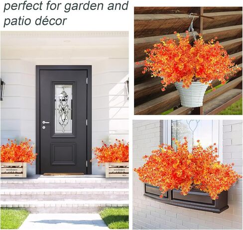 10 Bundles Artificial Fall Boxwood Shrubs, Faux Outdoor Indoor Plastic Plants UV Resistant No Fade Autumn Plants for Home Garden Patio Festival Thanksgiving Decoration (Green Orange) in Saudi Arabia