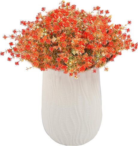 10 Bundles Artificial Fall Boxwood Shrubs, Faux Outdoor Indoor Plastic Plants UV Resistant No Fade Autumn Plants for Home Garden Patio Festival Thanksgiving Decoration (Green Orange) in Saudi Arabia