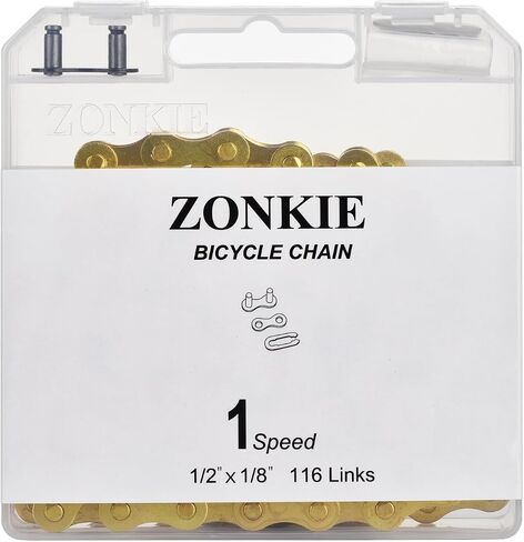 Bike Chain Single-Speed, Bicycle Chain 1 Speed, 1/2 × 1/8 inch,Golden (122L) in Kuwait