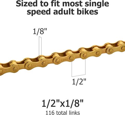 Bike Chain Single-Speed, Bicycle Chain 1 Speed, 1/2 × 1/8 inch,Golden (122L) in Kuwait