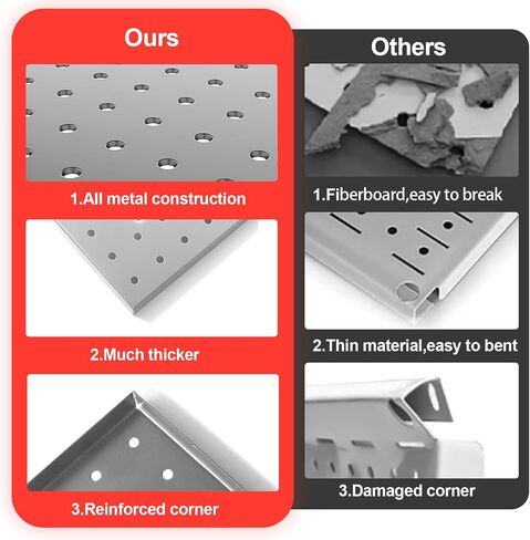 Metal Pegboard Wall Organizer for Garage 32 * 48in, 72PCS Pegboard Accessories Organizer Kit with Pegboard Bins, Hooks, Peg Locks, Pegboard Storage System for Workbench, Garage, Shop, Shed in Saudi Arabia