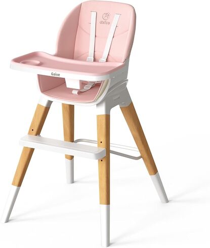 8 in 1 Highchair, Convertible Wooden Baby High Chair with Tray, Adjustable High Chair for Babies and Toddlers, Easy to Clean, Grow with Family|Booster|Learning Table|High Stool in Saudi Arabia