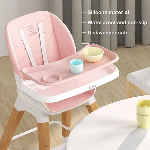 8 in 1 Highchair, Convertible Wooden Baby High Chair with Tray, Adjustable High Chair for Babies and Toddlers, Easy to Clean, Grow with Family|Booster|Learning Table|High Stool in Saudi Arabia