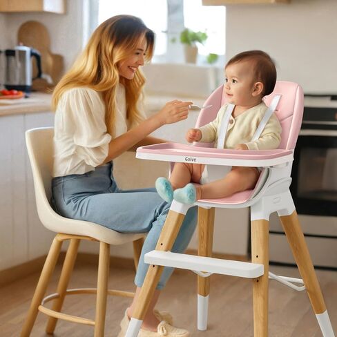 8 in 1 Highchair, Convertible Wooden Baby High Chair with Tray, Adjustable High Chair for Babies and Toddlers, Easy to Clean, Grow with Family|Booster|Learning Table|High Stool in Saudi Arabia