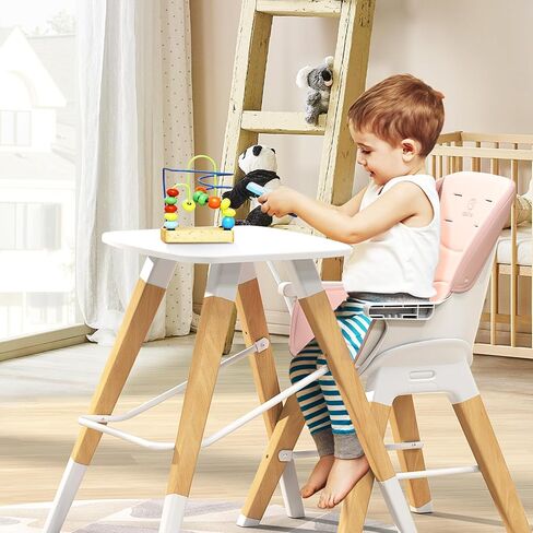 8 in 1 Highchair, Convertible Wooden Baby High Chair with Tray, Adjustable High Chair for Babies and Toddlers, Easy to Clean, Grow with Family|Booster|Learning Table|High Stool in Saudi Arabia