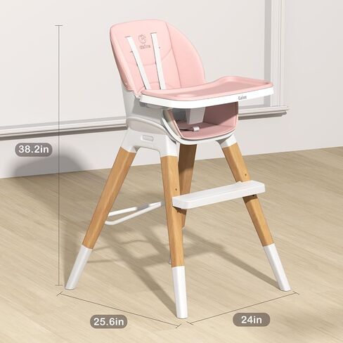 8 in 1 Highchair, Convertible Wooden Baby High Chair with Tray, Adjustable High Chair for Babies and Toddlers, Easy to Clean, Grow with Family|Booster|Learning Table|High Stool in Saudi Arabia