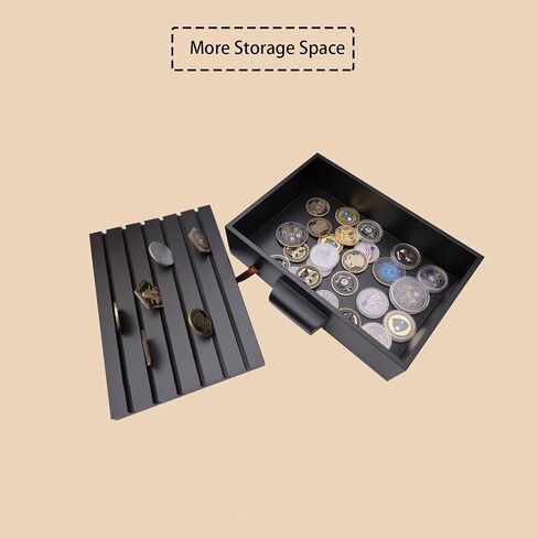 Challenge Coin Display Case, Wooden Military Coin Display Stand Rack Army Coins Holder 6 Rows with Removable Lid American Flag Coins Storage Box in Saudi Arabia