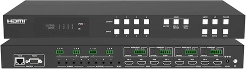 لا يوجد متاعب AV 4 مدخل 4 مخرج 2 × 2 جدار فيديو 4K 60 هرتز، معالج HDMI مصفوفة الجلاد، جهاز الربط عالي الدقة، فاصل أربعة يعرض مدخلات متعددة، عارض متعدد in Kuwait