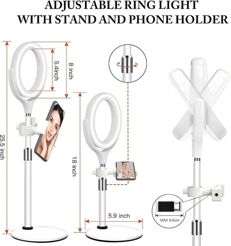 Upgrade 10.5" Ring Light for Desk with Magnetic Phone Holder, 30 Light Modes, Adjustable Zoom Lighting for Computer, Desk Light for Video Calls, Circle Light for Video Recording, Conference, Streaming in Saudi Arabia