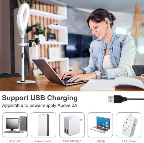 Upgrade 10.5" Ring Light for Desk with Magnetic Phone Holder, 30 Light Modes, Adjustable Zoom Lighting for Computer, Desk Light for Video Calls, Circle Light for Video Recording, Conference, Streaming in Saudi Arabia